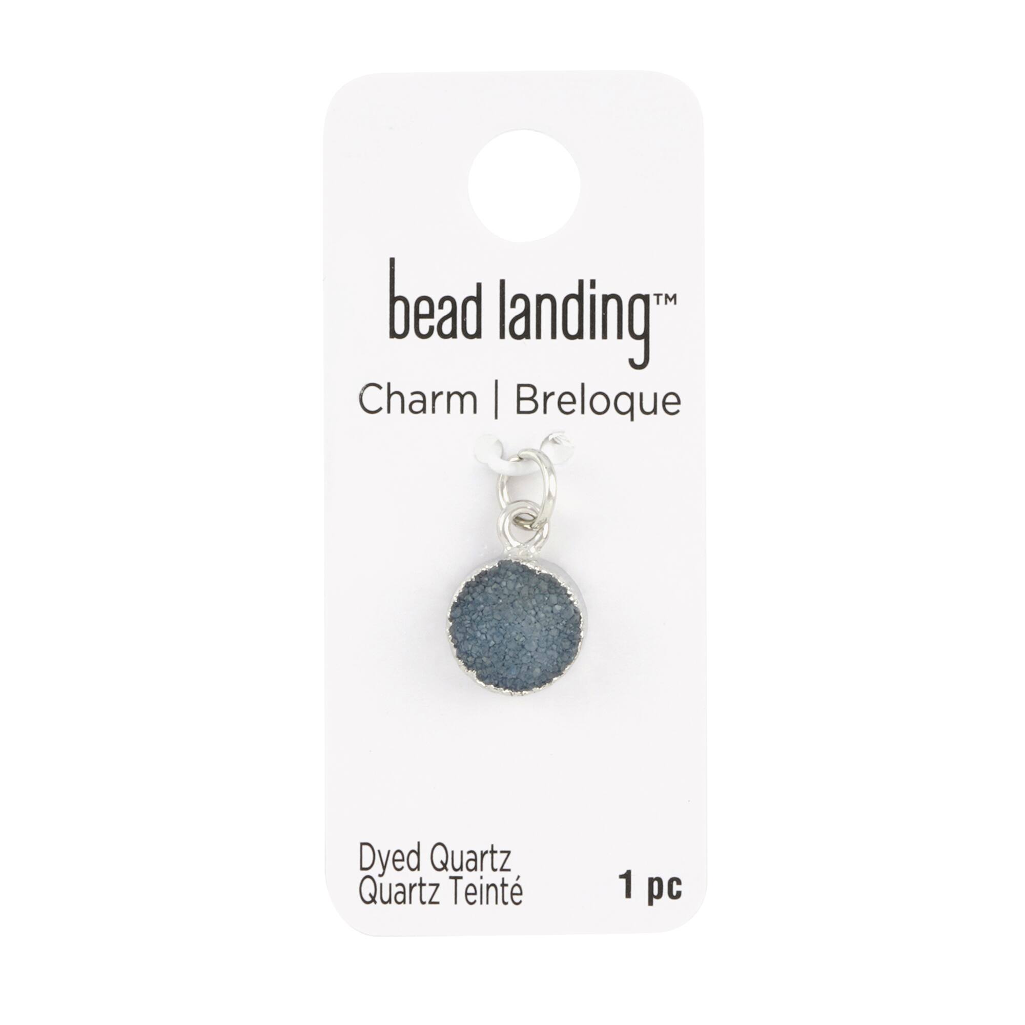 Round Blue Dyed Quartz Charm by Bead Landing™